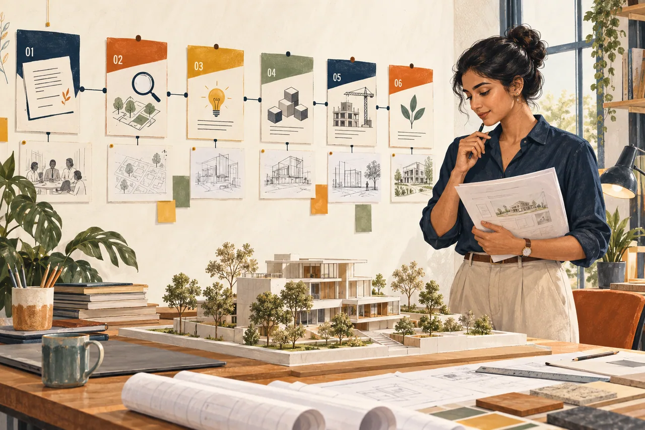 An Indian architect turning a client brief into connected project milestones